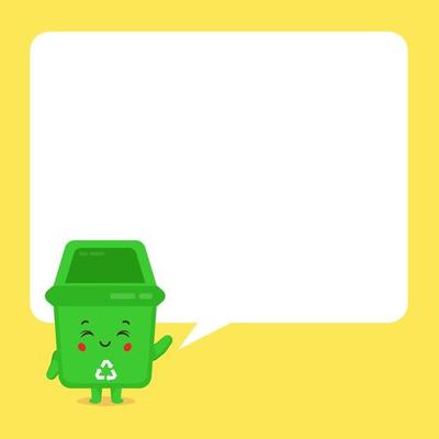 Cute Trash Can with Speech Bubble