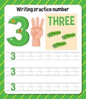 Writing practice number 3 worksheet vector