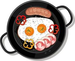Breakfast set in the pan isolated vector