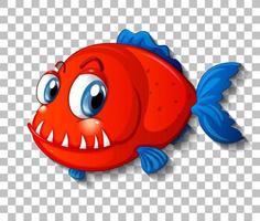 personaje de dibujos animados de peces exóticos rojos vector