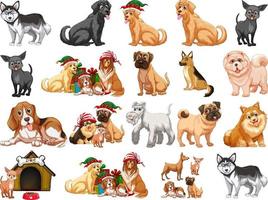 Different funny dogs in cartoon style isolated on white background vector