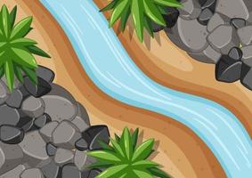 Aerial view of river close up with forest element vector