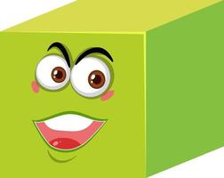 Cube cartoon character with face expression on white background vector