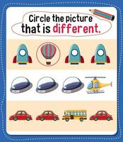 Circle the picture that is different activity for kids vector