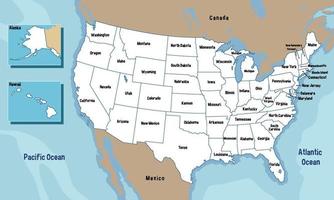 United States of America map with states names vector