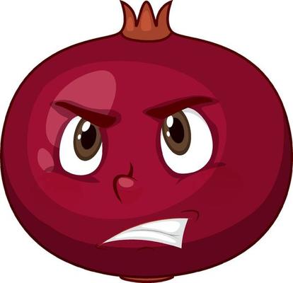 Pomegranate cartoon character with facial expression