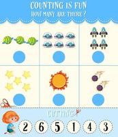 Math count number worksheet vector