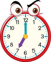 Clock cartoon character with facial expression vector