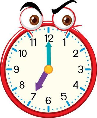 Clock cartoon character with facial expression