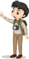 Cartoon character of a boy in camping outfits