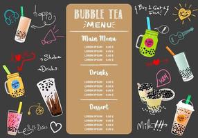 Bubble milk tea, Pearl milk tea , Different sorts of Boba. Yummy drinks. vector