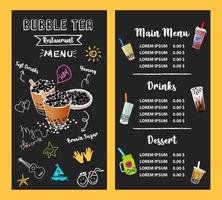 té con leche de burbujas, té con leche de perlas, diferentes tipos de boba. deliciosas bebidas. vector