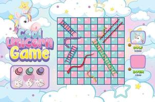 Snake Ladder game in unicorn pastel theme vector