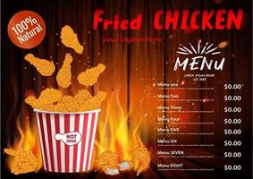 Fried chicken meat. Fast food menu design elements. vector