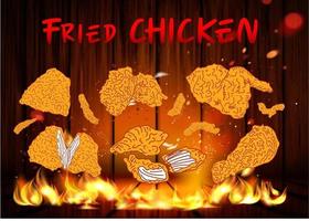 Fried chicken meat. Fast food menu design elements. vector