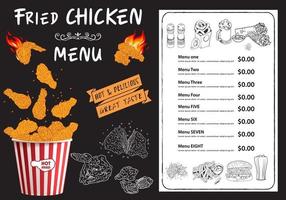 Fried chicken meat. Fast food menu design elements. vector