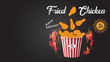 Fried chicken meat. Fast food menu design elements. vector