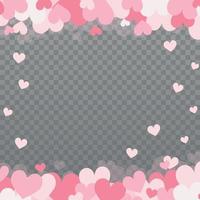 Gently pink-red hearts on a gray checkered background vector