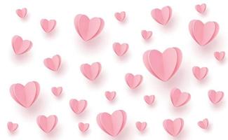 Gently pink-red hearts in the form of a big heart on a white background vector