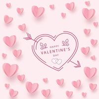 Gentle pink-red hearts on a pink background vector