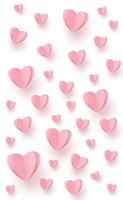 Gentle pink-red hearts on a white background vector