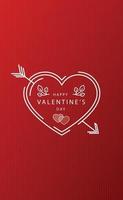 Abstract festive red heart on red striped background - Vector illustration