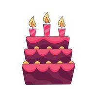 pastel de cumpleaños, caricatura, garabato, mano, dibujado, concepto, vector, kawaii, ilustración vector