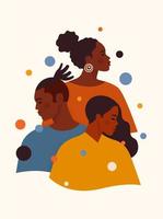 African American man and women in colorful clothes  vector