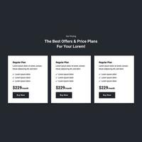 Vector Pricing table template design in modern style