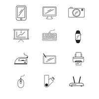 Set of electronic outline icons