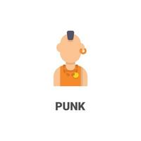 icono de vector avatar punk de colección avatar. Ilustración de estilo plano, perfecta para su sitio web, aplicación, proyecto de impresión, etc.