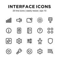 Interface line icon set vector