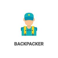 avatar backpacker vector icon from avatar collection. flat style illustration, perfect for your website, application, printing project, etc