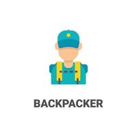 avatar backpacker vector icon from avatar collection. flat style illustration, perfect for your website, application, printing project, etc