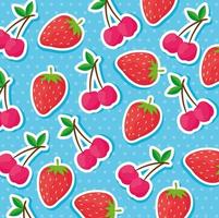 Strawberries and cherries pattern background vector