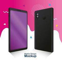 Mobile phone design mockup with realistic smartphones poster vector