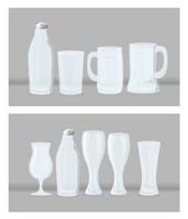 Transparent empty glass mockup set vector