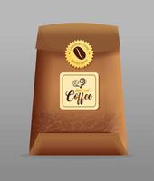 Coffee paper bag package design vector