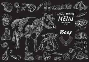 Butcher shop blackboard Cut of Beef Meat. vector