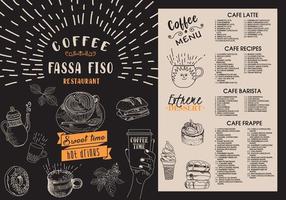 Coffee house menu. Restaurant cafe menu.