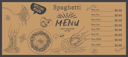 italian spaghetti. Food menu design. vector