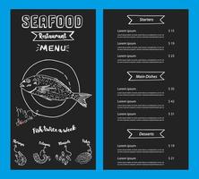 seafood restaurant menu template. Vector.