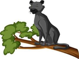 Black Panther on a branch isolated white background vector