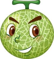 Cantaloupe melon cartoon character with facial expression vector