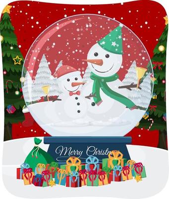 Merry Christmas font with Santa Claus in snow scene