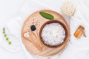 Raw coconut and coconut essential oils photo