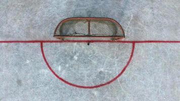 puertas de hockey antes del partido, vista aérea