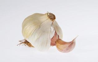 Fresh garlic on white background photo