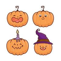 set of happy halloween spooky pumpkins vector