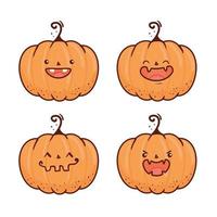 Establecer feliz halloween espeluznantes calabazas vector